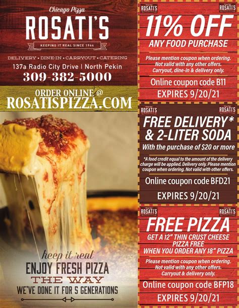 99 12" Pizza. . Rosatis free cheese pizza coupon